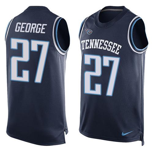 Nike Titans #27 Eddie George Navy Blue Alternate Men's Stitched NFL Limited Tank Top Jersey